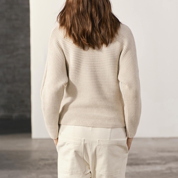 Zara Tie Waist Sweater Knit Long Sleeve Crew Neck - Picture 2 of 7